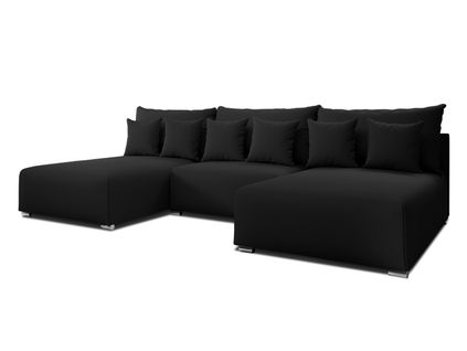 Canapé Panoramique En Tissu Gris Foncé Ederra U 300/190/91 Cm - Avec Coffre Et Fonction Lit