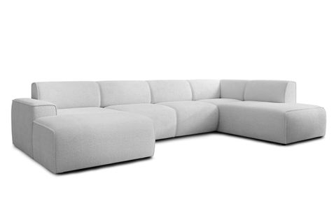 Canapé Panoramique Droit En Tissu Didim U 378/220/78 Cm - Argenté