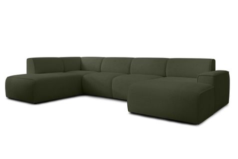 Canapé Panoramique Gauche En Tissu Didim U 378/220/78 Cm - Vert