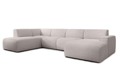 Canapé Panoramique Gauche En Tissu Didim U 378/220/78 Cm - Taupe