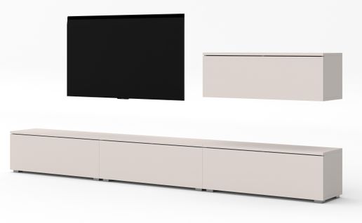Ensemble De Meuble TV 4 Pièces Loriano Iv Beige Cachemire 300/70,5/32 - Push-to-open, Pieds