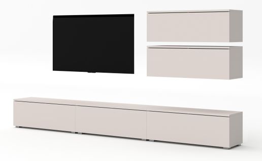 Ensemble De Meuble TV 5 Pièces Loriano V Beige Cachemire 300/104,5/32 - Push-to-open, Pieds