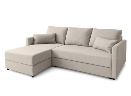 Canapé D’angle Réversible En Tissu Beige Dolceo 226/140/78 Cm – Avec Coffre Et Fonction Lit