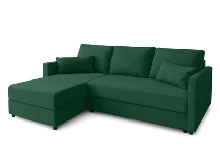Canapé D’angle Réversible En Tissu Vert Foncé Dolceo 226/140/78 Cm – Avec Coffre Et Fonction Lit