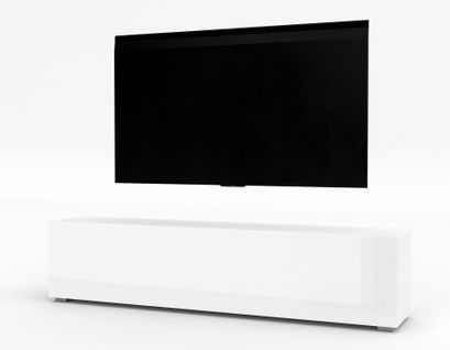 Meuble TV Zivolli 160 Cm Blanc Mat Et Brillant 160/34/40 - Push-to-open, Pieds Inclus