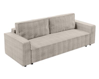 Canapé Convertible 3 Places En Velours Côtelé Beige Aydin 238/94/85 Cm - Coffre + Lit