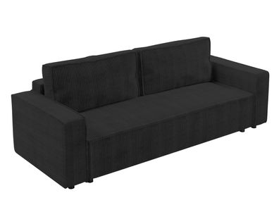 Canapé Convertible 3 Places En Velours Côtelé Gris Foncé Aydin 238/94/85 Cm - Coffre + Lit
