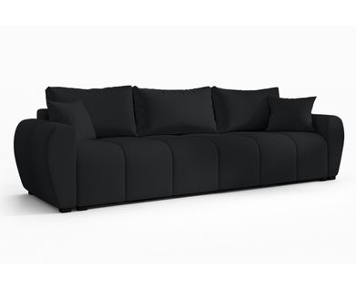 Canapé Convertible 3 Places En Tissu  Malatya Sofa 246/86/82 Cm - Avec Coffre - Noir