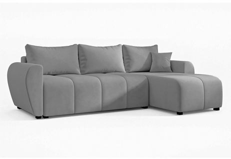 Canapé D'angle Droit En Tissu Gris Clair Malatya 246/145/82 Cm - Avec Coffre Et Fonction Lit