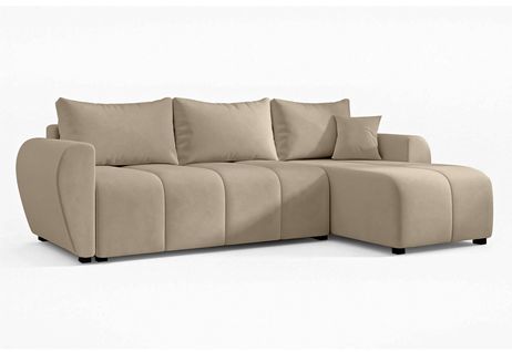 Canapé D'angle Droit En Tissu Marron Malatya 246/145/82 Cm - Avec Coffre Et Fonction Lit