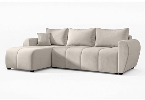 Canapé D'angle Gauche En Tissu Beige Malatya 246/145/82 Cm - Avec Coffre Et Fonction Lit