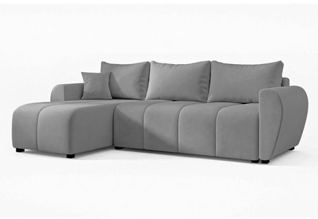 Canapé D'angle Gauche En Tissu Gris Clair Malatya 246/145/82 Cm - Avec Coffre Et Fonction Lit