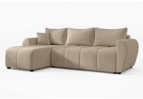 Canapé D'angle Gauche En Tissu Marron Malatya 246/145/82 Cm - Avec Coffre Et Fonction Lit