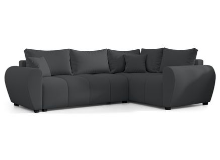 Canapé D'angle Droit En Tissu Gris Malatya L 235/175/82 Cm - Avec Coffre Et Fonction Lit