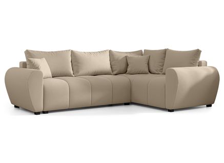 Canapé D'angle Droit En Tissu Marron Malatya L 235/175/82 Cm - Avec Coffre Et Fonction Lit