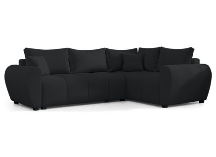 Canapé D'angle Droit En Tissu Noir Malatya L 235/175/82 Cm - Avec Coffre Et Fonction Lit