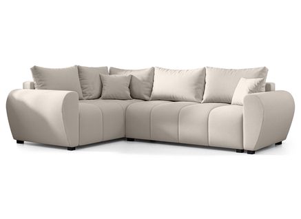 Canapé D'angle Gauche En Tissu Beige Malatya L 235/175/82 Cm - Avec Coffre Et Fonction Lit