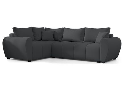 Canapé D'angle Gauche En Tissu Gris Malatya L 235/175/82 Cm - Avec Coffre Et Fonction Lit