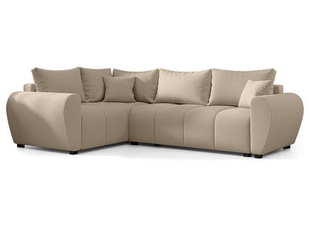 Canapé D'angle Gauche En Tissu Marron Malatya L 235/175/82 Cm - Avec Coffre Et Fonction Lit