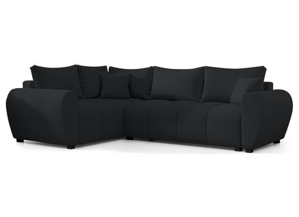 Canapé D'angle Gauche En Tissu Noir Malatya L 235/175/82 Cm - Avec Coffre Et Fonction Lit