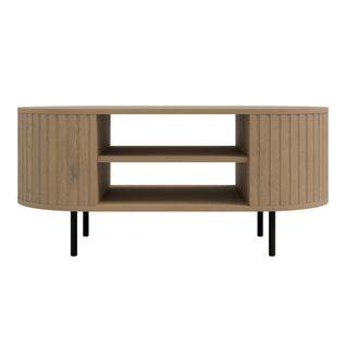 Table Basse Ovale Avec Côtés Rainurés Chêne Cremona 100 X 52 Cm - Halay