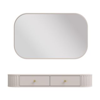 Coiffeuse Moderne 2 Portes Avec Miroir Rectangulaire 110 X 68 Cm Beige - Halay