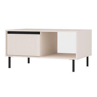 Table Basse Avec Façades Rainurées Beige 100 X 60 Cm - Bodrum