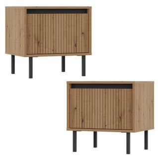 Set De 2 Tables De Chevet Avec Tiroir à Façade Rainurée Chêne Evoke - Bodrum