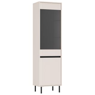 Vitrine 2 Portes Avec Façades Rainurées Beige H 205 Cm - Bodrum