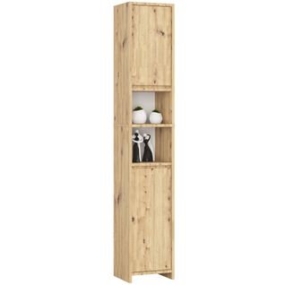 Colonne Salle De Bains Akord Uni Chêne Artisan 32 Cm 2 Portes 4 Étagères 32x28x180 Cm