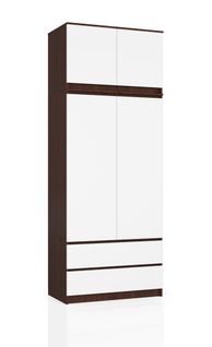 Akord Armoire Surmeuble 2 Portes 2 Tiroirs Wengé Et Blanc 90x51x234