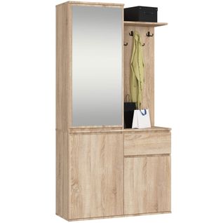 Ensemble De Meubles D'entrée Entro Chêne Sonoma Avec Armoire Et Miroir 95x35x183 Cm