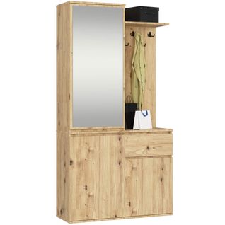 Ensemble De Meubles D'entrée Entro Chêne Artisan Avec Armoire Et Miroir 95x35x183 Cm