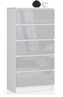 Akord Dressoir 5 Tiroirs Blanc/brillance Métallique 60x40x121