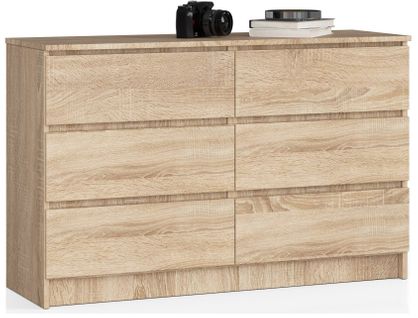 Commode K120 Chêne Sonoma 120 Cm 6 Tiroirs Façade Chêne Sonoma 120x40x77 Cm