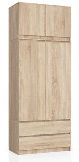 Armoire Avec Surmeuble Akord S90 Chêne Sonoma 90 Cm 2 Portes 2 Tiroirs Façade Chêne Sonoma