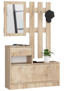 Ensemble D'entrée Avec L'armoire à Chaussures Chêne Sonoma 90cm 1 Porte 1 Tiroir Façade Chêne Sonoma