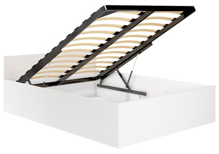 Lit Surélevé Oskrzynia Avec Sommier Blanc 200x160