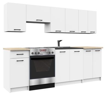 Ensemble De Cuisine Oliwia Blanc 240 Cm 11 Portes 1 Tiroir Façade Blanche 240x46x203 Cm