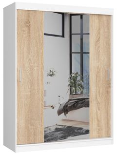 Akord Armoire Coulissante Blanc/chêne Sonoma 150x60x200