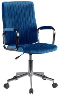 Chaise Pivotante à Roulettes Velour Fd24 Bleu Marine