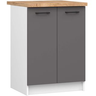 Armoires De Cuisine Basse Akord S60 Oliwia Blanc, Gris Graphite 2 Portes 2 Étagères 60x46x85 Cm