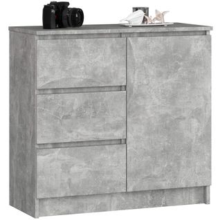 Akord Buffet Jerry 1 Porte 3 Tiroirs Béton 80x35x77