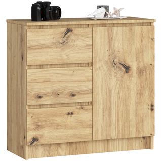 Akord Buffet Jerry 1 Porte 3 Tiroirs Chêne Artisan 80x35x77