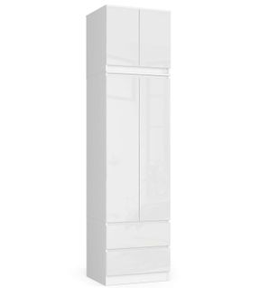 Akord Armoire Avec Surmeuble 2 Portes 2 Tiroirs Blanc/blanc Brillant 60x51x234