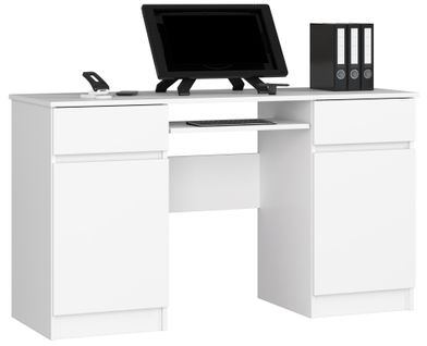 Akord Bureau 2 Portes 2 Tiroirs Blanc 135x50x77