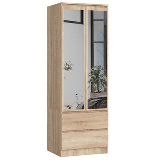 Akord Armoire Star 2 Portes 2 Tiroirs Avec Miroir Chêne Sonoma 60x51x180