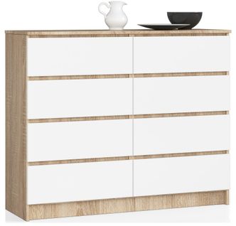Akord Commode De Rangement à Tiroirs Chêne Sonoma/blanc 120x40x99