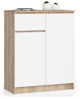 Akord Commode 2 Portes 1 Tiroir Chêne Sonoma Blanc 80x40x99