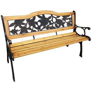 Banc De Jardin Noir Rosa Avec Bois Laqué Et Pieds En Acier